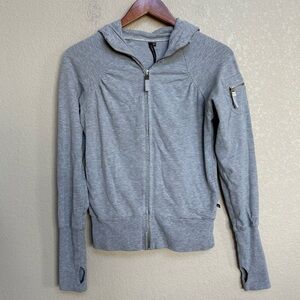 Sweaty Betty Gray Zip Up Hoodie Jacket Thumbholes Zip Pocket Athleisure XS